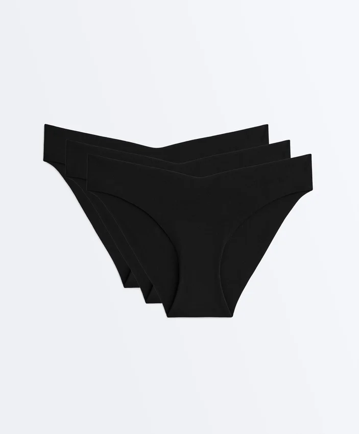 3 klasyczne majtki Bikini z mieszanki poliamidu z niewidocznym wycięciem w kształcie litery V 3 klasyczne majtki Bikini z mieszanki poliamidu z niewidocznym wycięciem w kształcie litery V