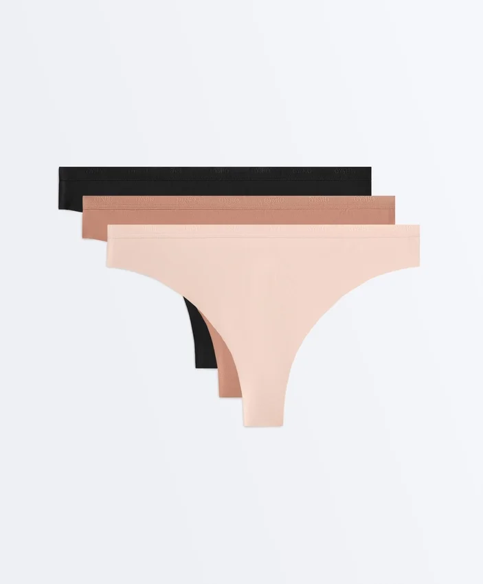 3 stringi z logo z mieszanki poliamidu 3 stringi z logo z mieszanki poliamidu