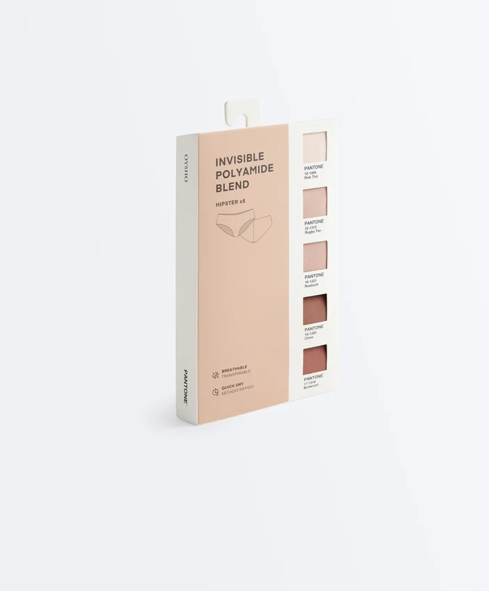 5 majtki typu hipster z niewidocznej mieszanki poliamidu Pantone™ 5 majtki typu hipster z niewidocznej mieszanki poliamidu Pantone™