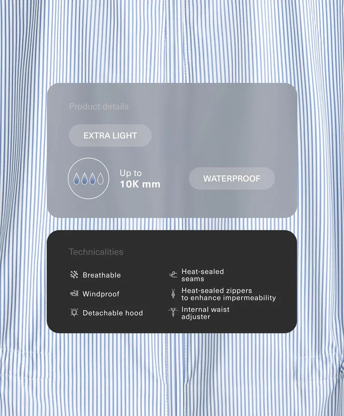 Bardzo lekka, wodoodporna kurtka w paski 10K Bardzo lekka, wodoodporna kurtka w paski 10K