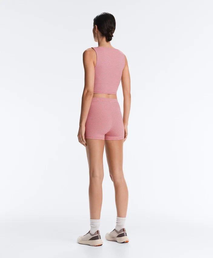Comfortlux Spodnie typu hot pants z wysokim stanem (5 cm) w paski Comfortlux Spodnie typu hot pants z wysokim stanem (5 cm) w paski