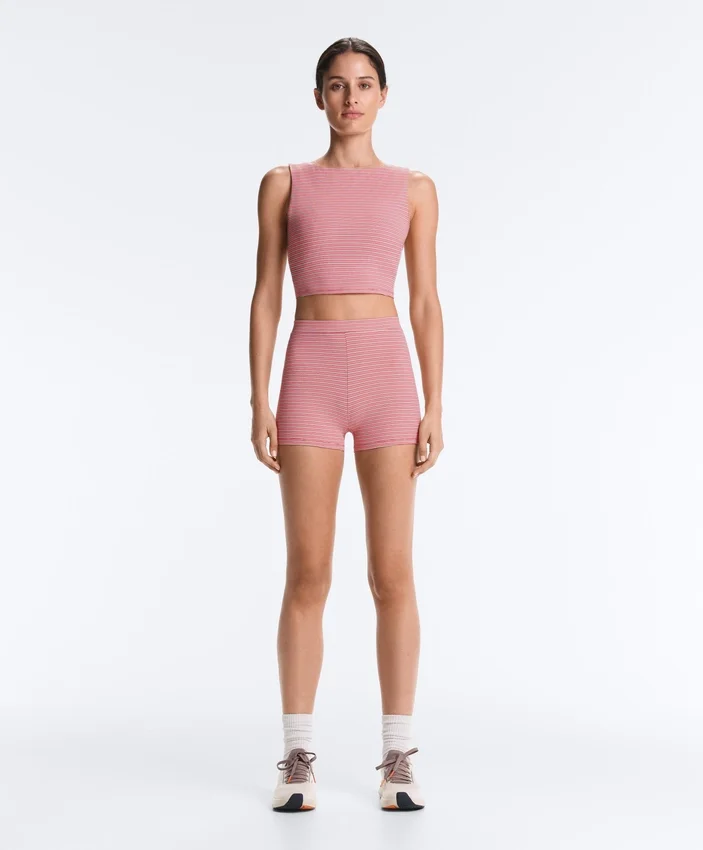 Comfortlux Spodnie typu hot pants z wysokim stanem (5 cm) w paski Comfortlux Spodnie typu hot pants z wysokim stanem (5 cm) w paski