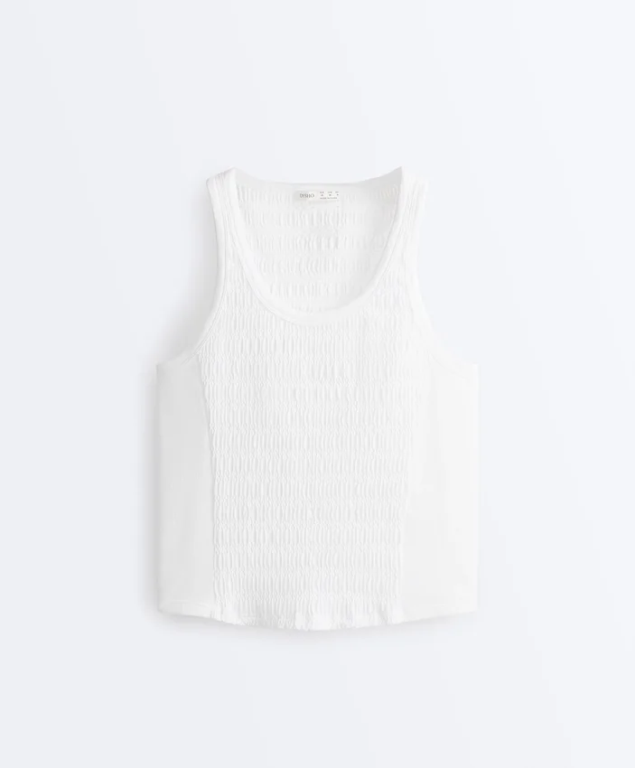 Bezszwowy T-shirt bez rękawów z marszczeniem Bezszwowy T-shirt bez rękawów z marszczeniem