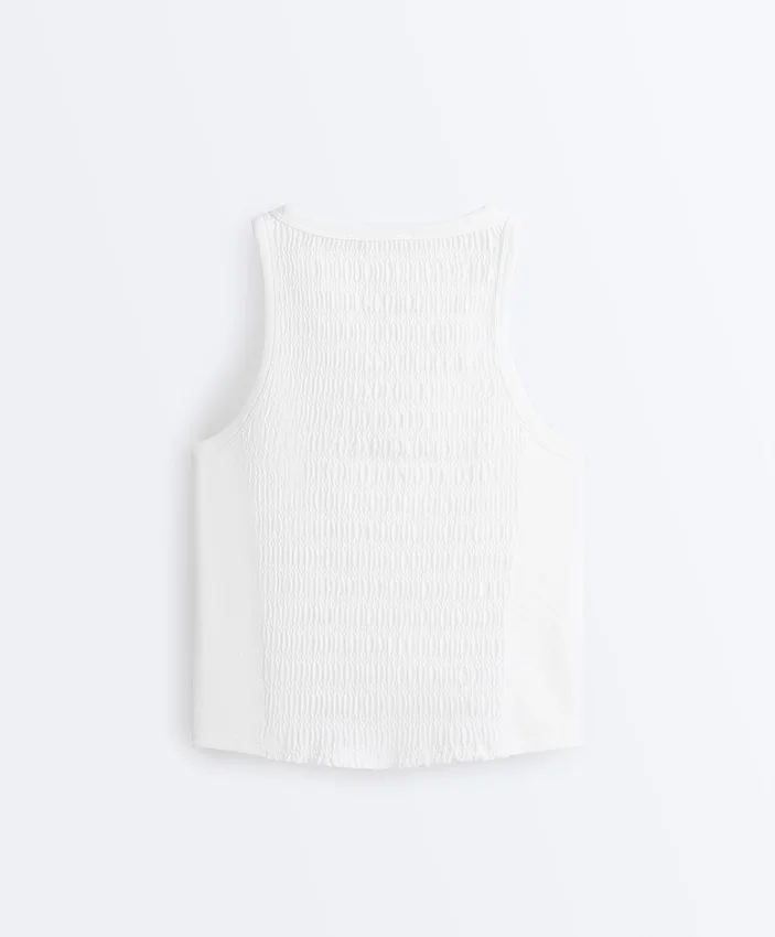Bezszwowy T-shirt bez rękawów z marszczeniem Bezszwowy T-shirt bez rękawów z marszczeniem