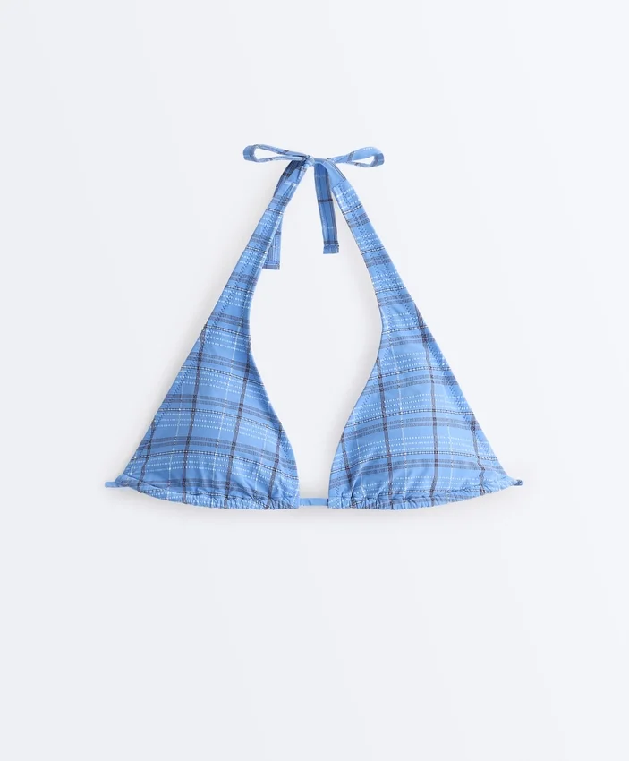 Bikini z wiązaniem na szyi w kratkę Bikini z wiązaniem na szyi w kratkę