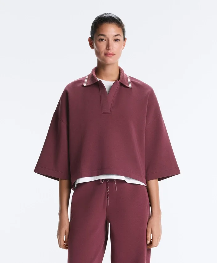 Bluza polo z mieszanki bawełny z szerokimi rękawami Bluza polo z mieszanki bawełny z szerokimi rękawami