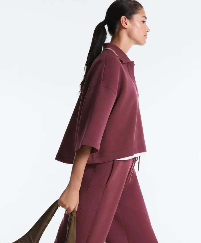 Bluza polo z mieszanki bawełny z szerokimi rękawami Bluza polo z mieszanki bawełny z szerokimi rękawami