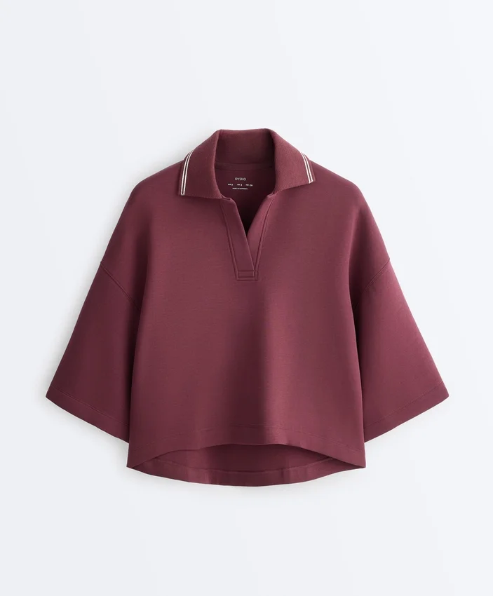 Bluza polo z mieszanki bawełny z szerokimi rękawami Bluza polo z mieszanki bawełny z szerokimi rękawami