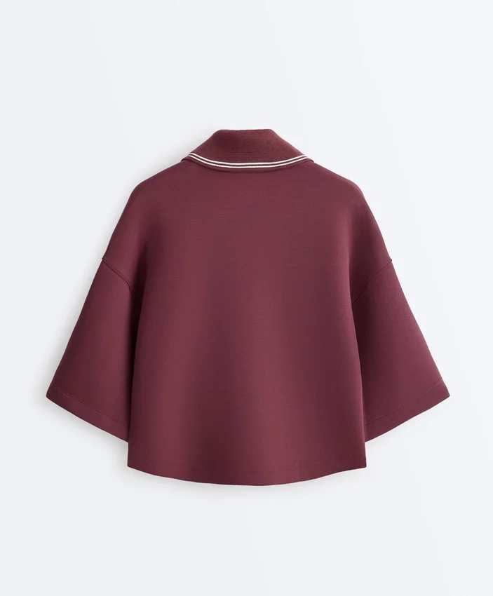 Bluza polo z mieszanki bawełny z szerokimi rękawami Bluza polo z mieszanki bawełny z szerokimi rękawami