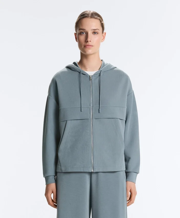 Bluza Soft Touch z prążkowanego materiału z zamkiem błyskawicznym i miękkim w dotyku modalu Bluza Soft Touch z prążkowanego materiału z zamkiem błyskawicznym i miękkim w dotyku modalu