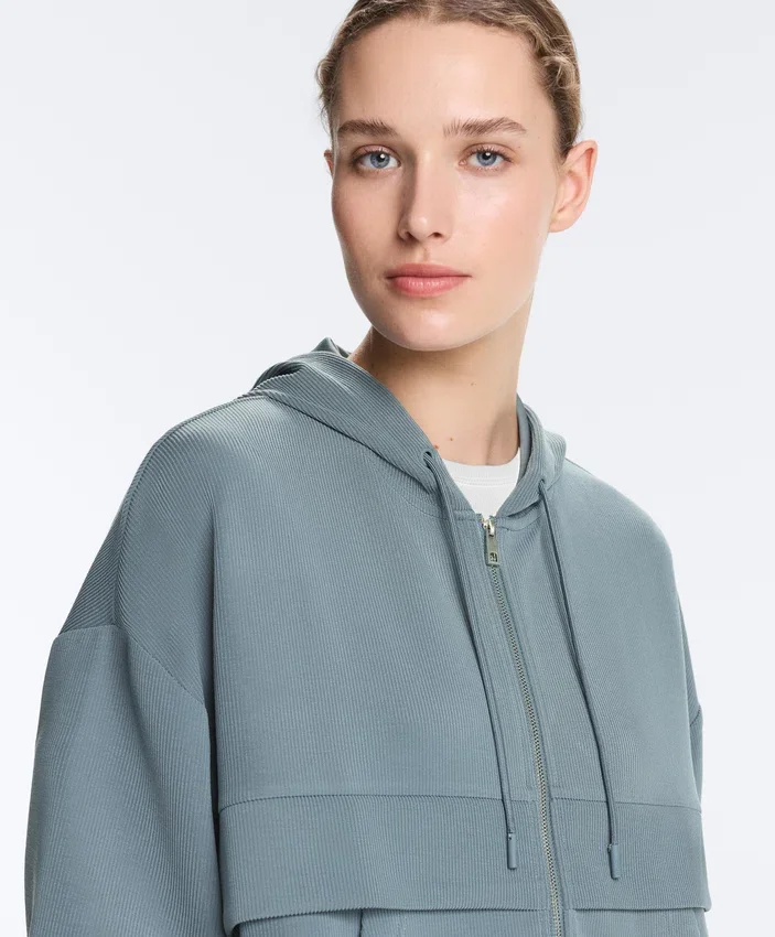 Bluza Soft Touch z prążkowanego materiału z zamkiem błyskawicznym i miękkim w dotyku modalu Bluza Soft Touch z prążkowanego materiału z zamkiem błyskawicznym i miękkim w dotyku modalu