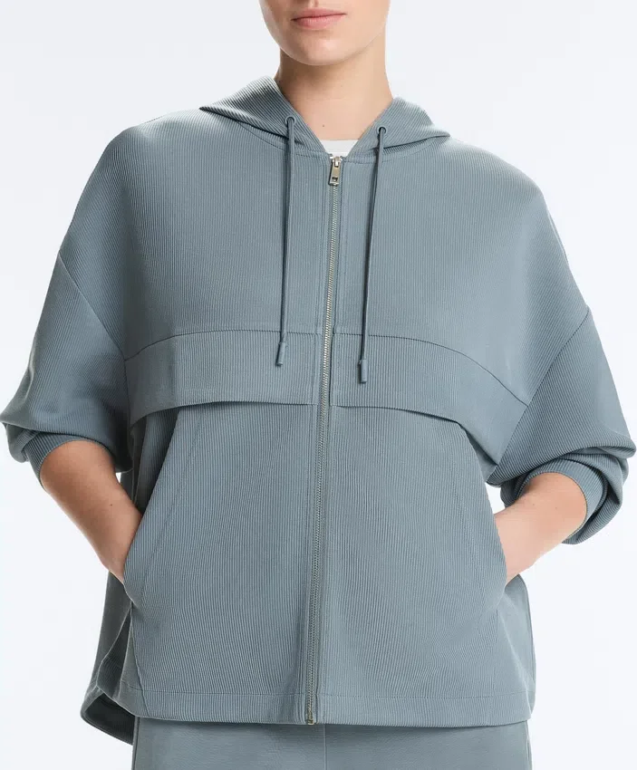 Bluza Soft Touch z prążkowanego materiału z zamkiem błyskawicznym i miękkim w dotyku modalu Bluza Soft Touch z prążkowanego materiału z zamkiem błyskawicznym i miękkim w dotyku modalu