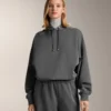 Bluza z kapturem o prostym kroju z szczotkowanego modalu w kolorze melanżowym Bluza z kapturem o prostym kroju z szczotkowanego modalu w kolorze melanżowym
