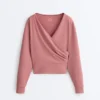 Bluza z modalu szczotkowanego z przodem kopertowym Bluza z modalu szczotkowanego z przodem kopertowym