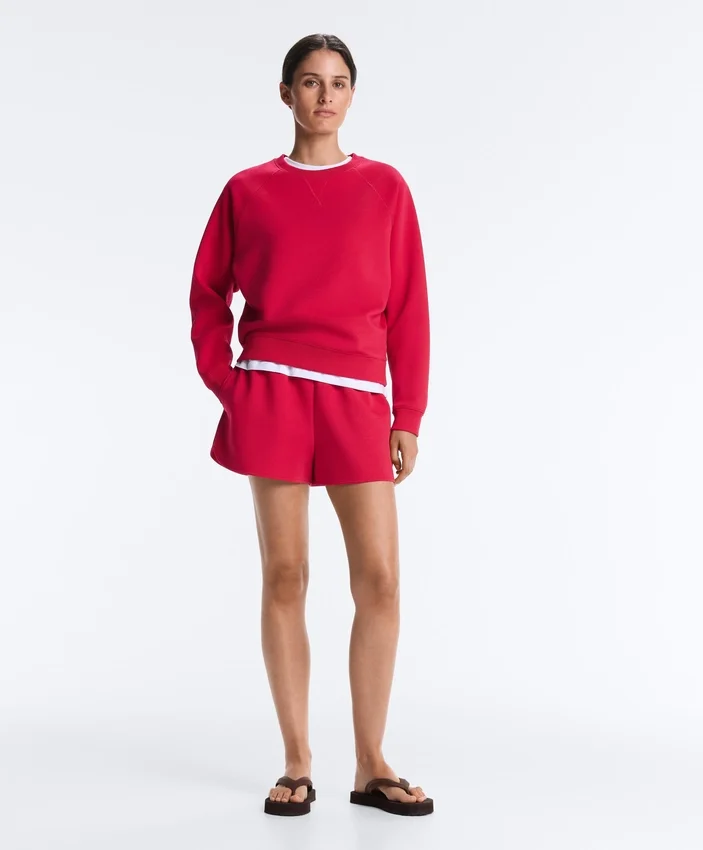 Bluza z okrągłym dekoltem z bawełny piqué Bluza z okrągłym dekoltem z bawełny piqué