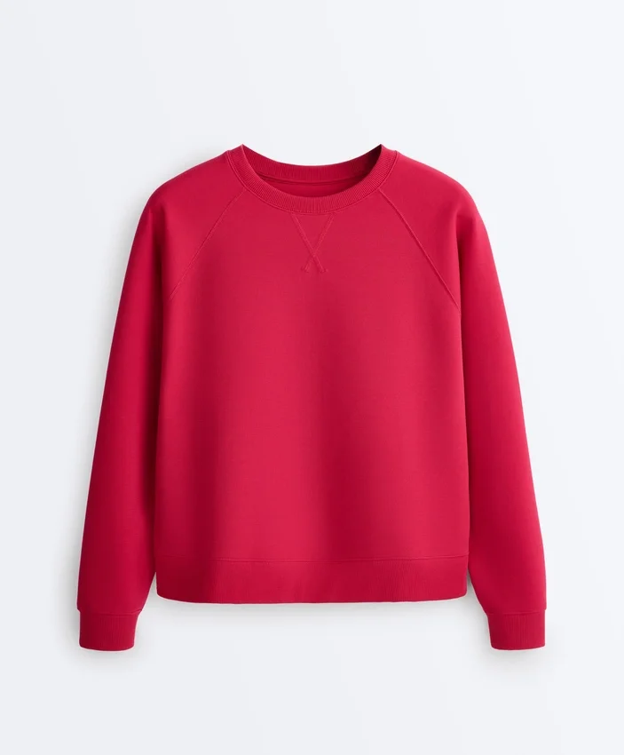 Bluza z okrągłym dekoltem z bawełny piqué Bluza z okrągłym dekoltem z bawełny piqué