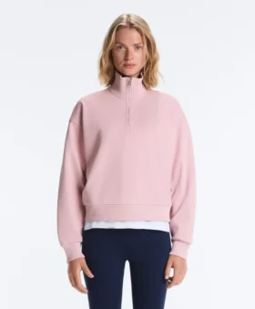 Bluza z pikowanego materiału z wysokim kołnierzem i zamkiem błyskawicznym, z dodatkiem bawełny Bluza z pikowanego materiału z wysokim kołnierzem i zamkiem błyskawicznym, z dodatkiem bawełny