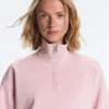 Bluza z pikowanego materiału z wysokim kołnierzem i zamkiem błyskawicznym, z dodatkiem bawełny Bluza z pikowanego materiału z wysokim kołnierzem i zamkiem błyskawicznym, z dodatkiem bawełny