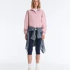 Bluza z pikowanego materiału z wysokim kołnierzem i zamkiem błyskawicznym, z dodatkiem bawełny Bluza z pikowanego materiału z wysokim kołnierzem i zamkiem błyskawicznym, z dodatkiem bawełny