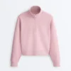 Bluza z pikowanego materiału z wysokim kołnierzem i zamkiem błyskawicznym, z dodatkiem bawełny Bluza z pikowanego materiału z wysokim kołnierzem i zamkiem błyskawicznym, z dodatkiem bawełny