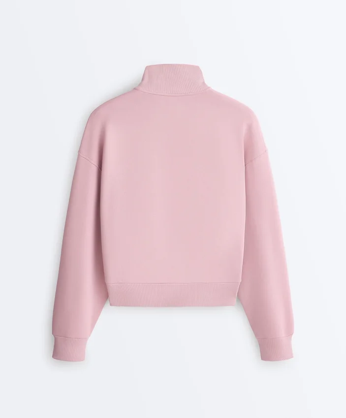Bluza z pikowanego materiału z wysokim kołnierzem i zamkiem błyskawicznym, z dodatkiem bawełny Bluza z pikowanego materiału z wysokim kołnierzem i zamkiem błyskawicznym, z dodatkiem bawełny