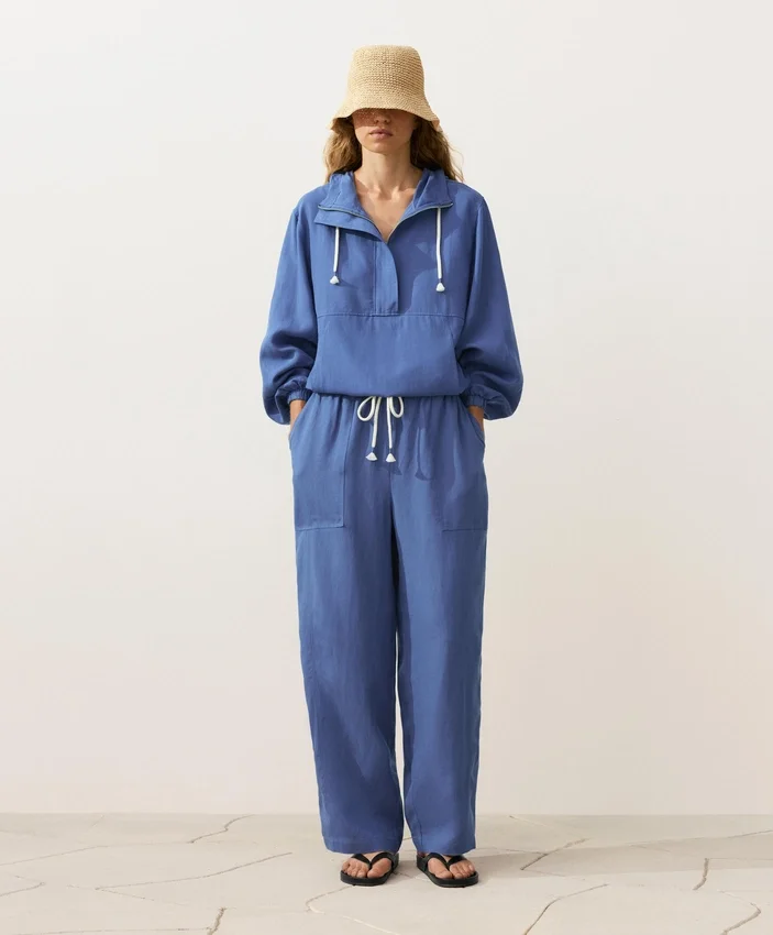 Bluza z półsuwakiem i kieszenią z przodu, mieszanka lyocellu i 24% lnu Bluza z półsuwakiem i kieszenią z przodu, mieszanka lyocellu i 24% lnu