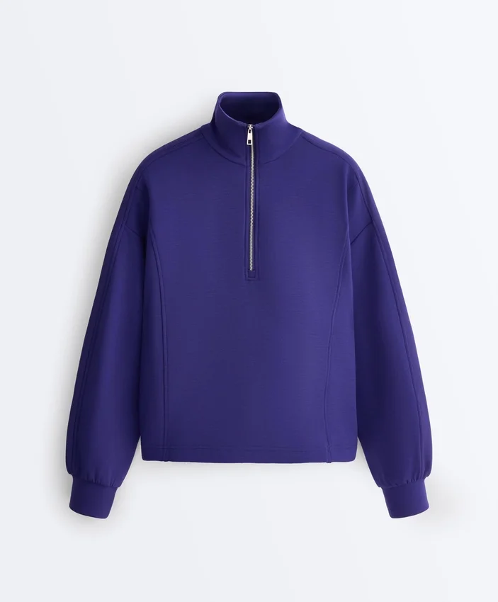 Bluza z półsuwakiem z szczotkowanego modalu Bluza z półsuwakiem z szczotkowanego modalu