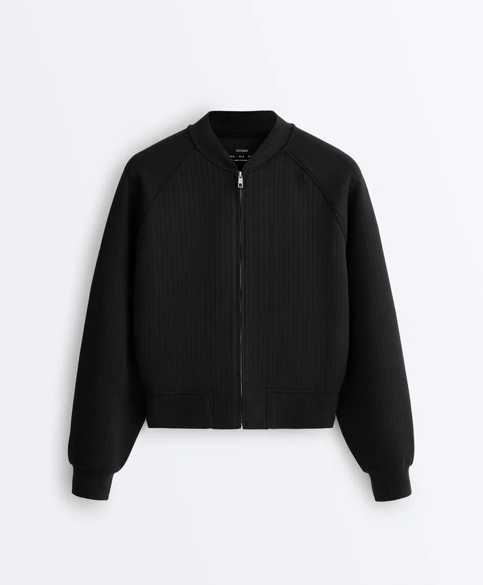Bomber z paskami z Soft Touch modalu Bomber z paskami z Soft Touch modalu