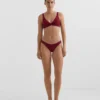 Brazylijskie majtki bikini z wycięciem w kształcie litery U z żakardu w drobną kratkę Brazylijskie majtki bikini z wycięciem w kształcie litery U z żakardu w drobną kratkę