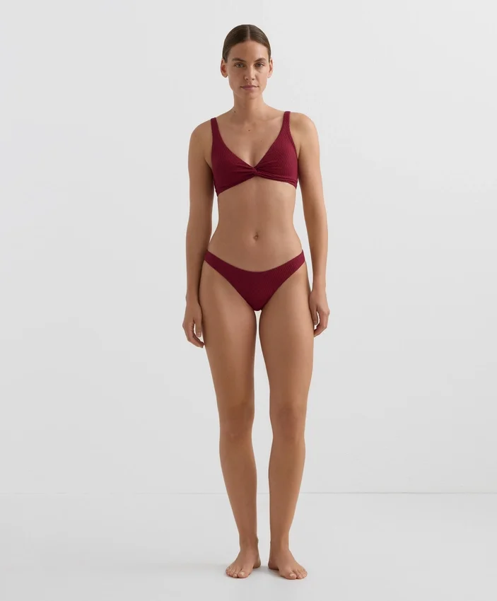 Brazylijskie majtki bikini z wycięciem w kształcie litery U z żakardu w drobną kratkę Brazylijskie majtki bikini z wycięciem w kształcie litery U z żakardu w drobną kratkę