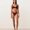 Brazylijskie majtki bikini z wycięciem w kształcie litery U z żakardu w drobną kratkę Brazylijskie majtki bikini z wycięciem w kształcie litery U z żakardu w drobną kratkę