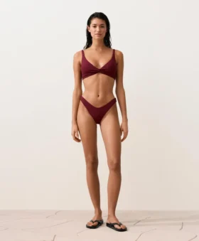Brazylijskie majtki bikini z wycięciem w kształcie litery U z żakardu w drobną kratkę Brazylijskie majtki bikini z wycięciem w kształcie litery U z żakardu w drobną kratkę