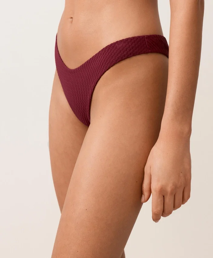 Brazylijskie majtki bikini z wycięciem w kształcie litery U z żakardu w drobną kratkę Brazylijskie majtki bikini z wycięciem w kształcie litery U z żakardu w drobną kratkę