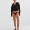 Brazylijskie majtki bikini z wycięciem w kształcie litery U z żakardu w drobną kratkę Brazylijskie majtki bikini z wycięciem w kształcie litery U z żakardu w drobną kratkę