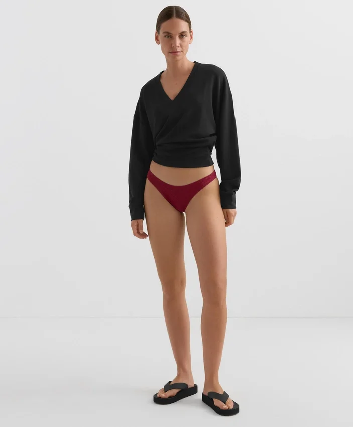 Brazylijskie majtki bikini z wycięciem w kształcie litery U z żakardu w drobną kratkę Brazylijskie majtki bikini z wycięciem w kształcie litery U z żakardu w drobną kratkę