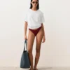 Brazylijskie majtki bikini z wycięciem w kształcie litery U z żakardu w drobną kratkę Brazylijskie majtki bikini z wycięciem w kształcie litery U z żakardu w drobną kratkę
