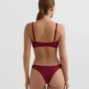 Brazylijskie majtki bikini z wycięciem w kształcie litery U z żakardu w drobną kratkę Brazylijskie majtki bikini z wycięciem w kształcie litery U z żakardu w drobną kratkę