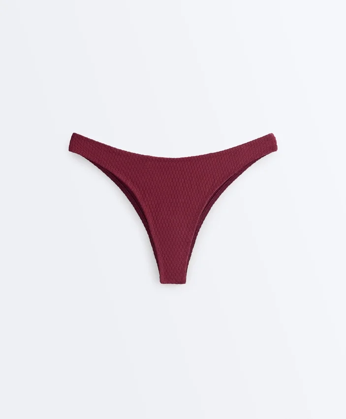 Brazylijskie majtki bikini z wycięciem w kształcie litery U z żakardu w drobną kratkę Brazylijskie majtki bikini z wycięciem w kształcie litery U z żakardu w drobną kratkę
