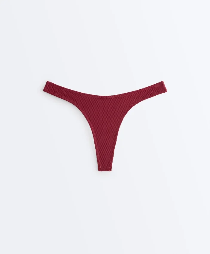 Brazylijskie majtki bikini z wycięciem w kształcie litery U z żakardu w drobną kratkę Brazylijskie majtki bikini z wycięciem w kształcie litery U z żakardu w drobną kratkę