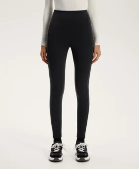 Ciepłe legginsy z wysokim stanem, sięgające do kostek, z kieszeniami, 70 cm