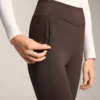 Ciepłe legginsy z wysokim stanem, sięgające do kostek, z kieszeniami, 70 cm Ciepłe legginsy z wysokim stanem, sięgające do kostek, z kieszeniami, 70 cm