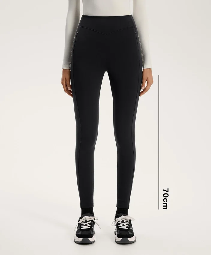 Ciepłe legginsy z wysokim stanem, sięgające do kostek, z kieszeniami, 70 cm Ciepłe legginsy z wysokim stanem, sięgające do kostek, z kieszeniami, 70 cm