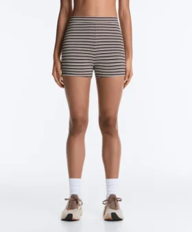 Comfortlux Spodnie typu hot pants z wysokim stanem (5 cm) w paski Comfortlux Spodnie typu hot pants z wysokim stanem (5 cm) w paski