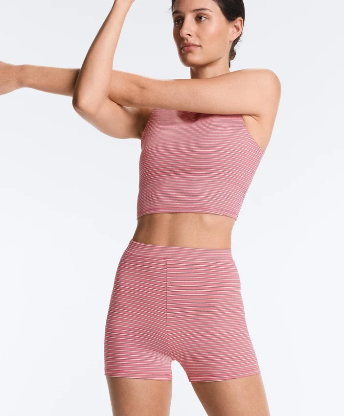 Comfortlux Spodnie typu hot pants z wysokim stanem (5 cm) w paski Comfortlux Spodnie typu hot pants z wysokim stanem (5 cm) w paski