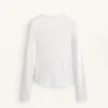 Dopasowany T-shirt z długim rękawem z dzianiny prążkowanej z bawełny i modalu Dopasowany T-shirt z długim rękawem z dzianiny prążkowanej z bawełny i modalu