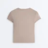 Dopasowany T-shirt z krótkim rękawem z prążkowanego modalu Dopasowany T-shirt z krótkim rękawem z prążkowanego modalu