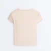 Dopasowany T-shirt z krótkim rękawem z prążkowanego modalu Dopasowany T-shirt z krótkim rękawem z prążkowanego modalu
