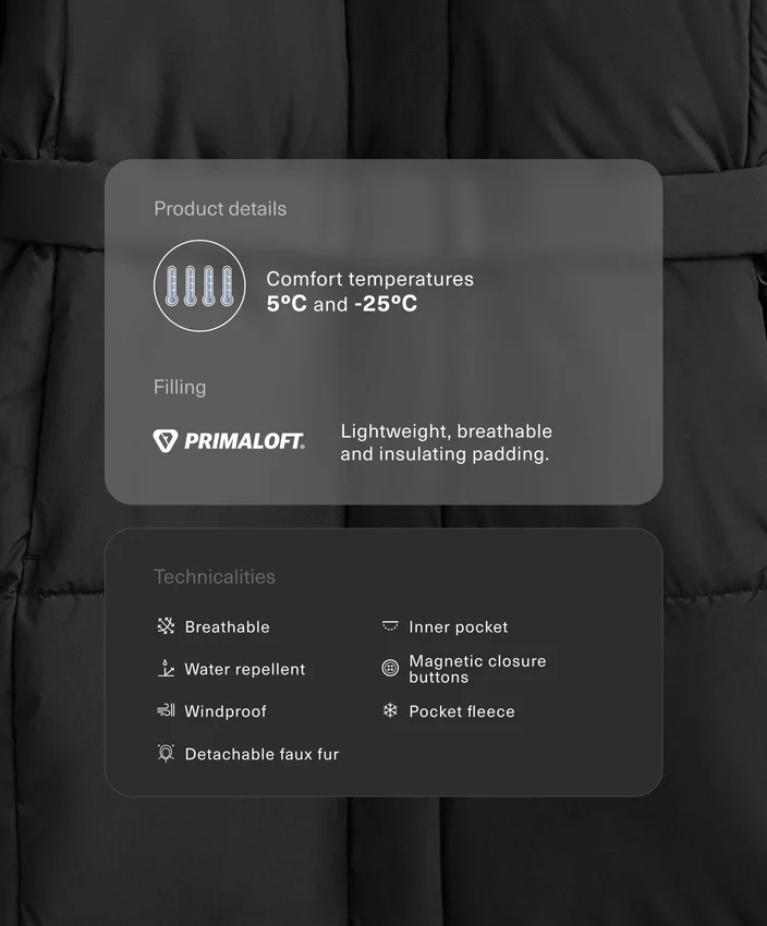 Długa, pikowana kurtka z materiału hydrofobowego Primaloft® Długa, pikowana kurtka z materiału hydrofobowego Primaloft®