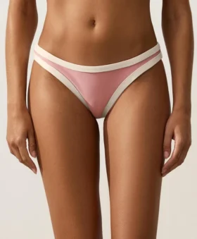 Figi bikini o średnim pokryciu z kontrastową lamówką i wycięciem w kształcie litery U Figi bikini o średnim pokryciu z kontrastową lamówką i wycięciem w kształcie litery U