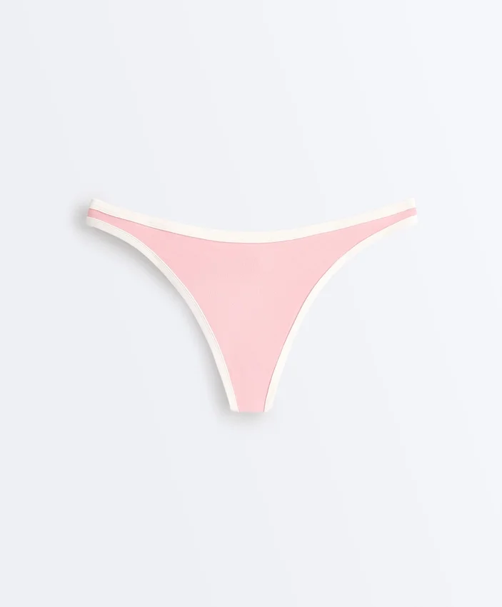 Figi bikini o średnim pokryciu z kontrastową lamówką i wycięciem w kształcie litery U Figi bikini o średnim pokryciu z kontrastową lamówką i wycięciem w kształcie litery U
